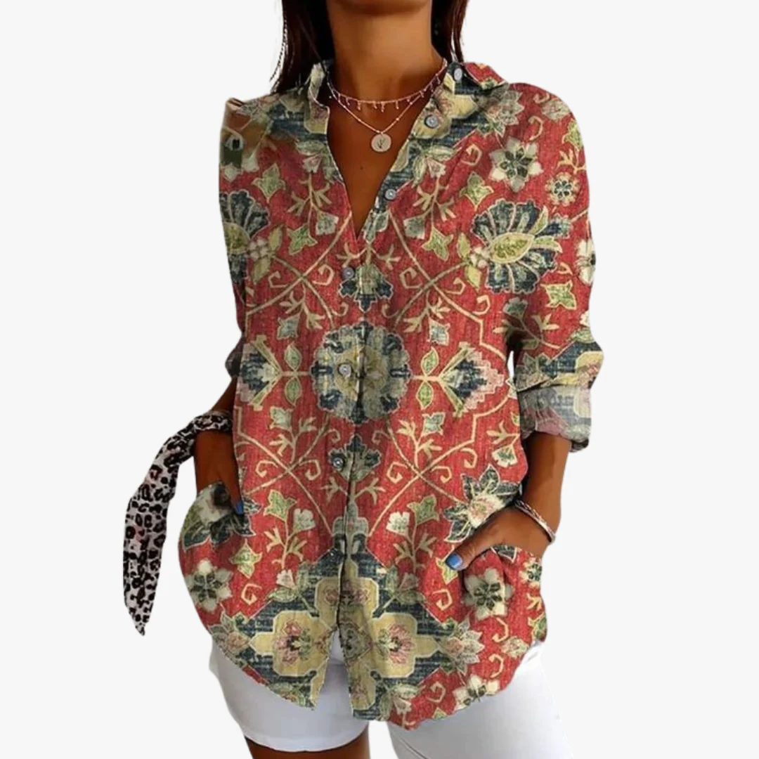 Bestickte Leinen Damen Bluse - Image 4
