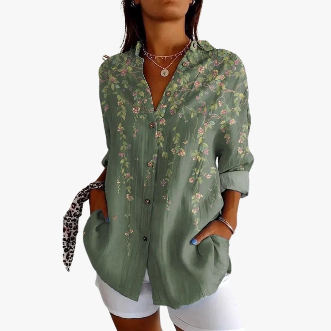 Bestickte Leinen Damen Bluse - Image 6