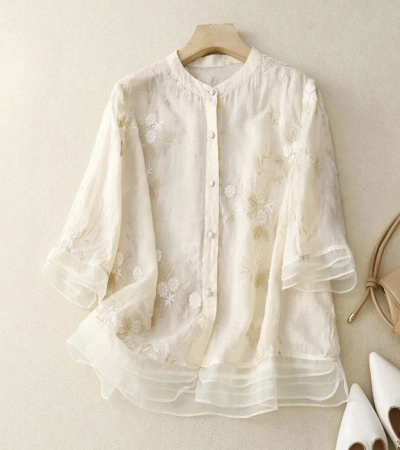 Besticktes Vintage Damen Hemd - Image 4