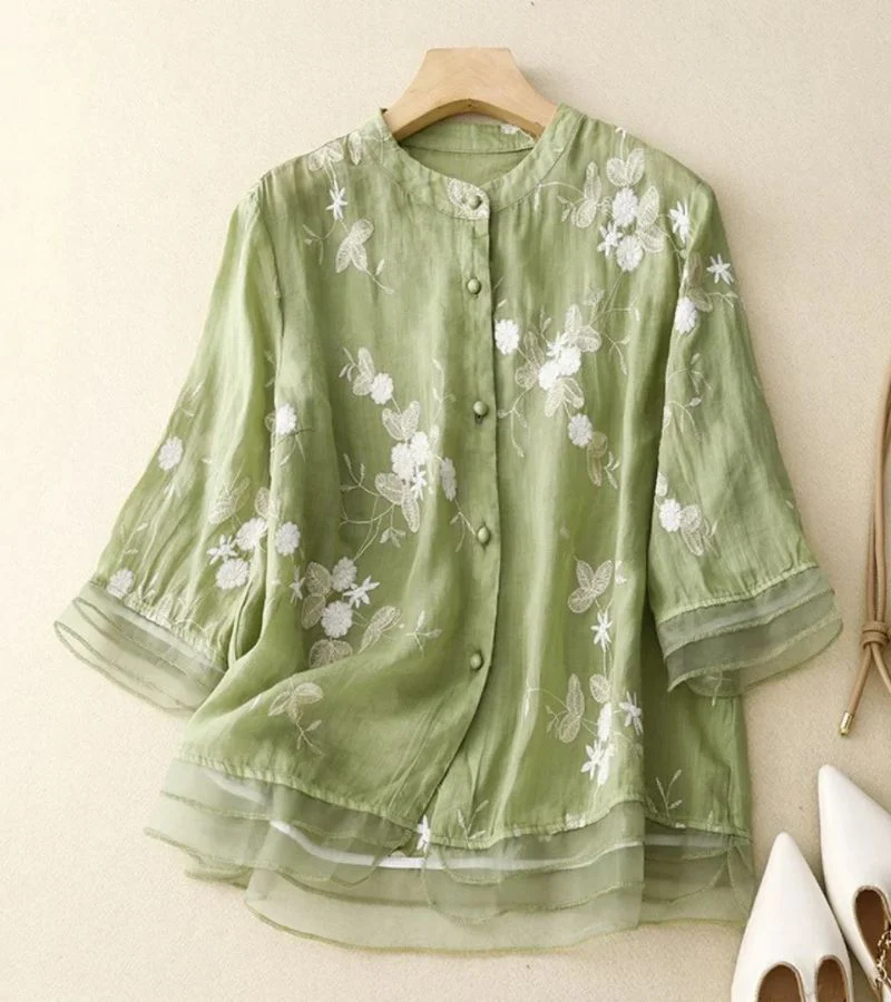 Besticktes Vintage Damen Hemd - Image 6