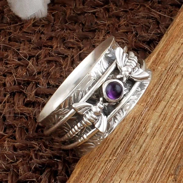 Biene Lila Edelstein Meditation Ring - Image 2