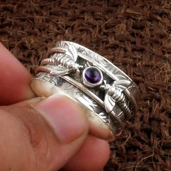 Biene Lila Edelstein Meditation Ring - Image 3