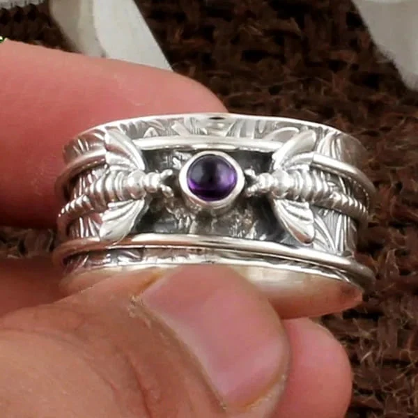 Biene Lila Edelstein Meditation Ring - Image 4