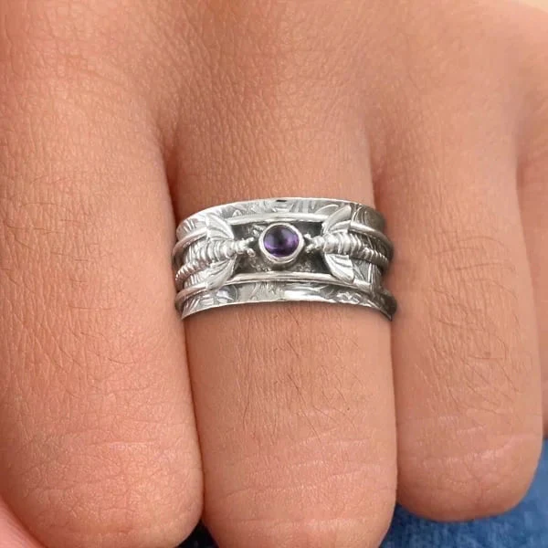 Biene Lila Edelstein Meditation Ring - Image 5
