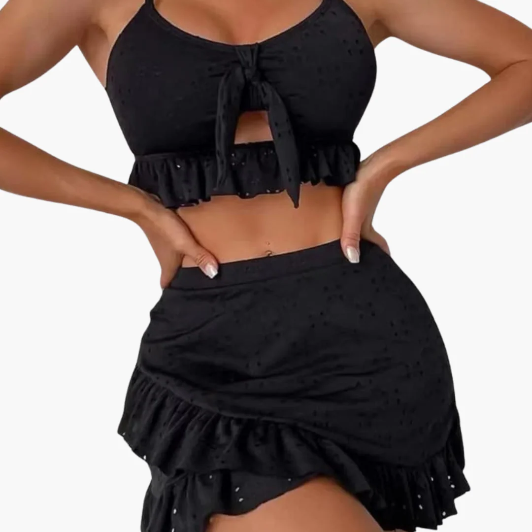 Bikini-Set Damen - 3-teilig mit Rüschen & High-Waist Design - Image 2