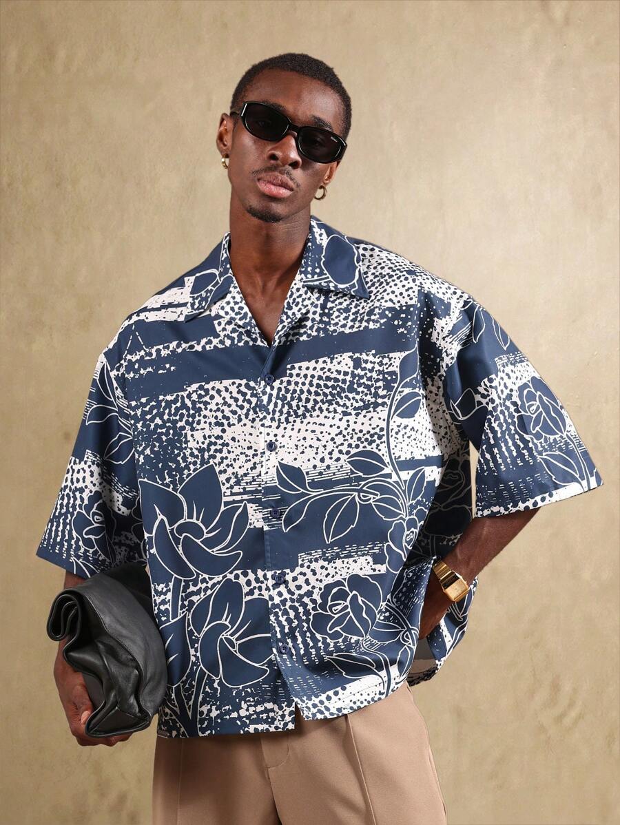 Björn – Herren Strandhemd Blumen Kurzarm Sommer Boxy - Image 4