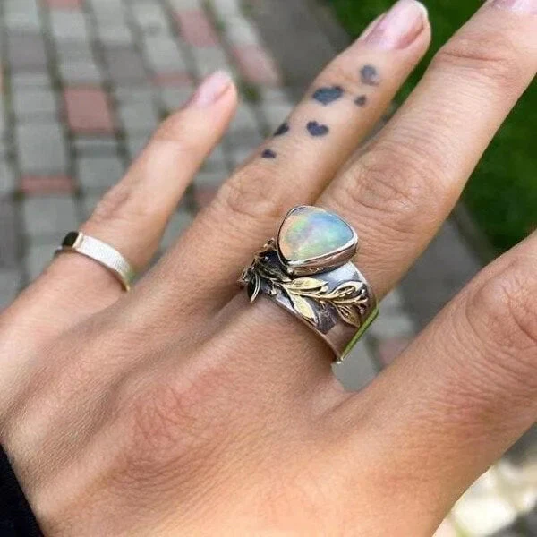 Blatt Geometrischer Opal Ring - Image 2