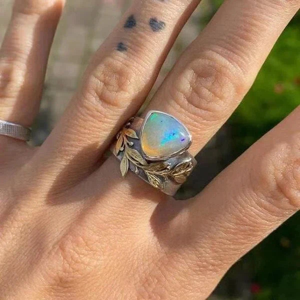 Blatt Geometrischer Opal Ring - Image 3