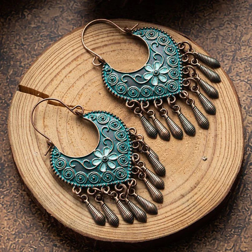 Blaue Boho-Mandala-Ohrringe - Image 2