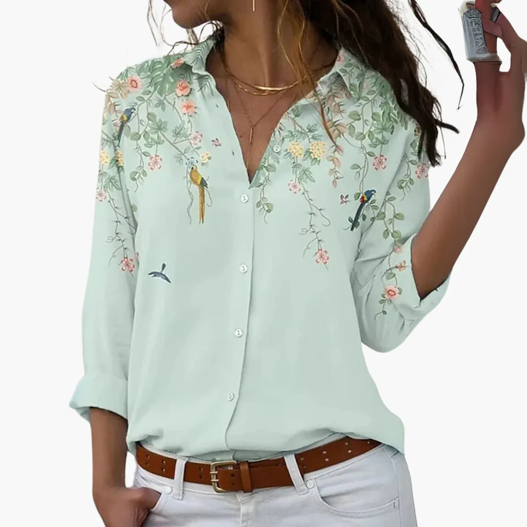 Blumen Colorblock Bluse für Damen - Stilvoll & Bequem - Image 3