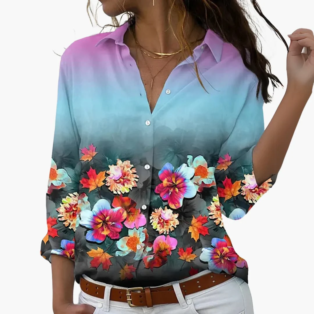 Blumen Colorblock Bluse für Damen - Stilvoll & Bequem - Image 5