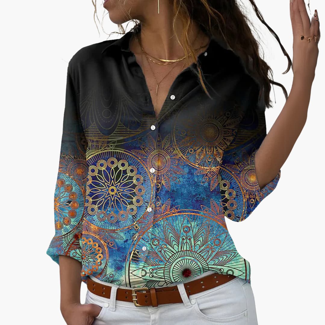 Blumen Colorblock Bluse für Damen - Stilvoll & Bequem - Image 6
