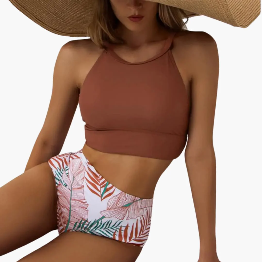Blumenmuster High-Waist Bikini - Damen Zweiteiler für den Sommer - Image 2