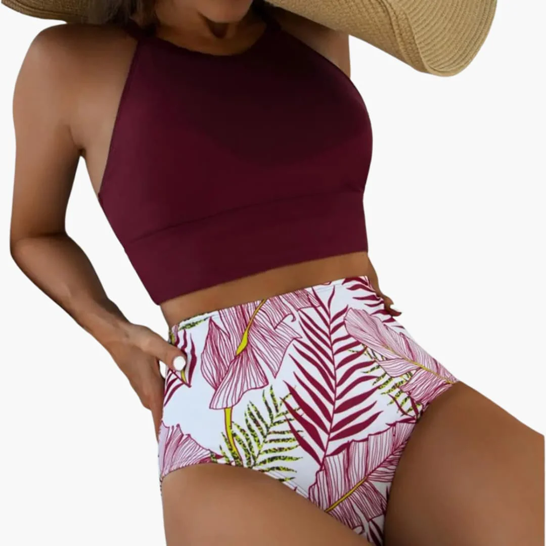 Blumenmuster High-Waist Bikini - Damen Zweiteiler für den Sommer - Image 3