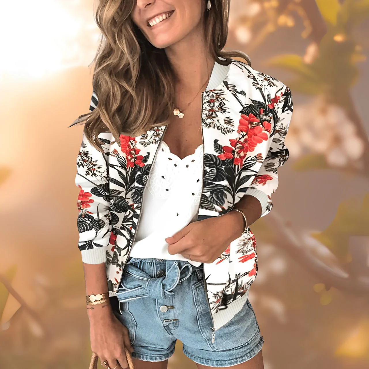 Blumenmuster-Jacke für Damen - Image 3