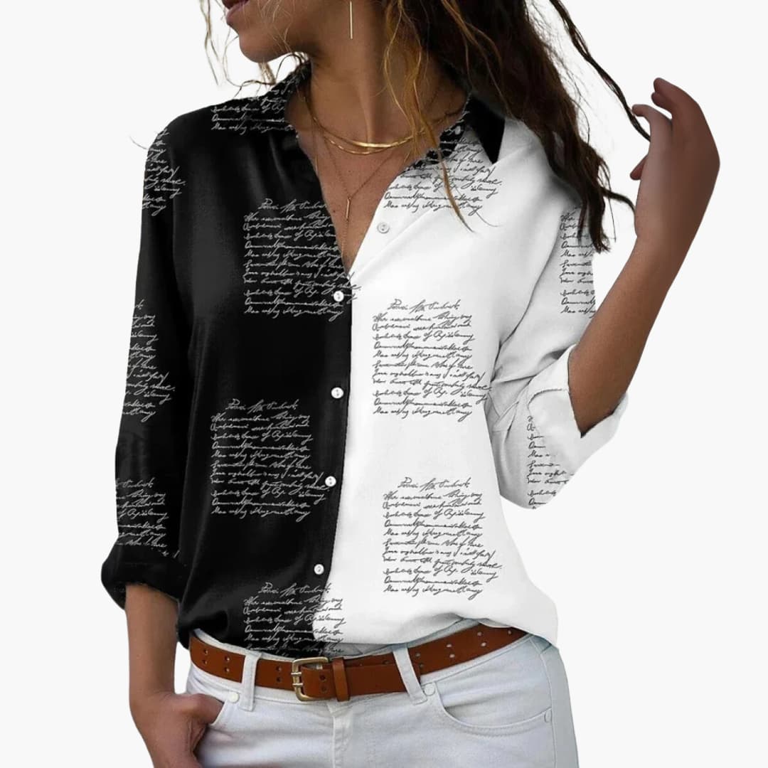 Bluse mit Blumenmuster - Damen Freizeitlook mit Kontrast - Image 2