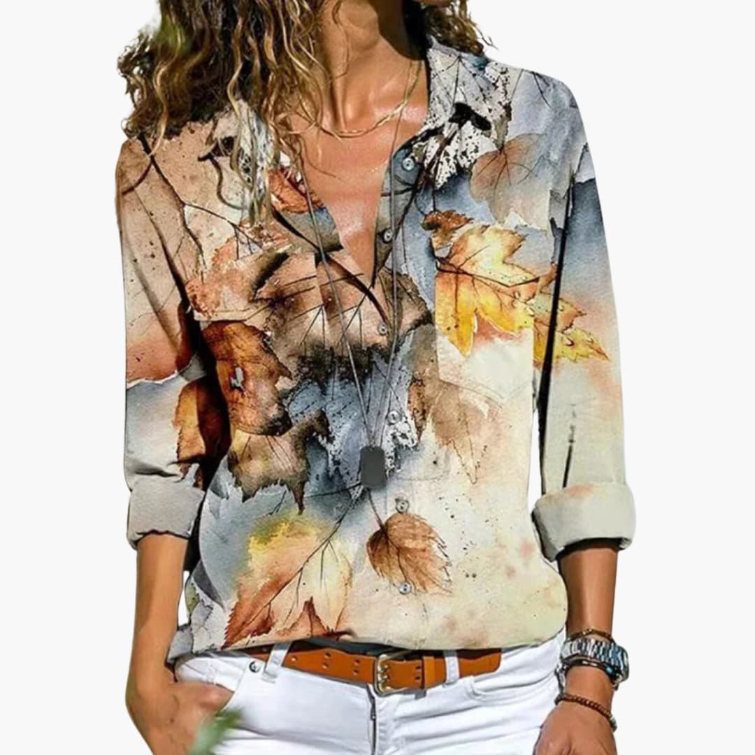 Bluse mit Blumenmuster - Damen Freizeitlook mit Kontrast - Image 3