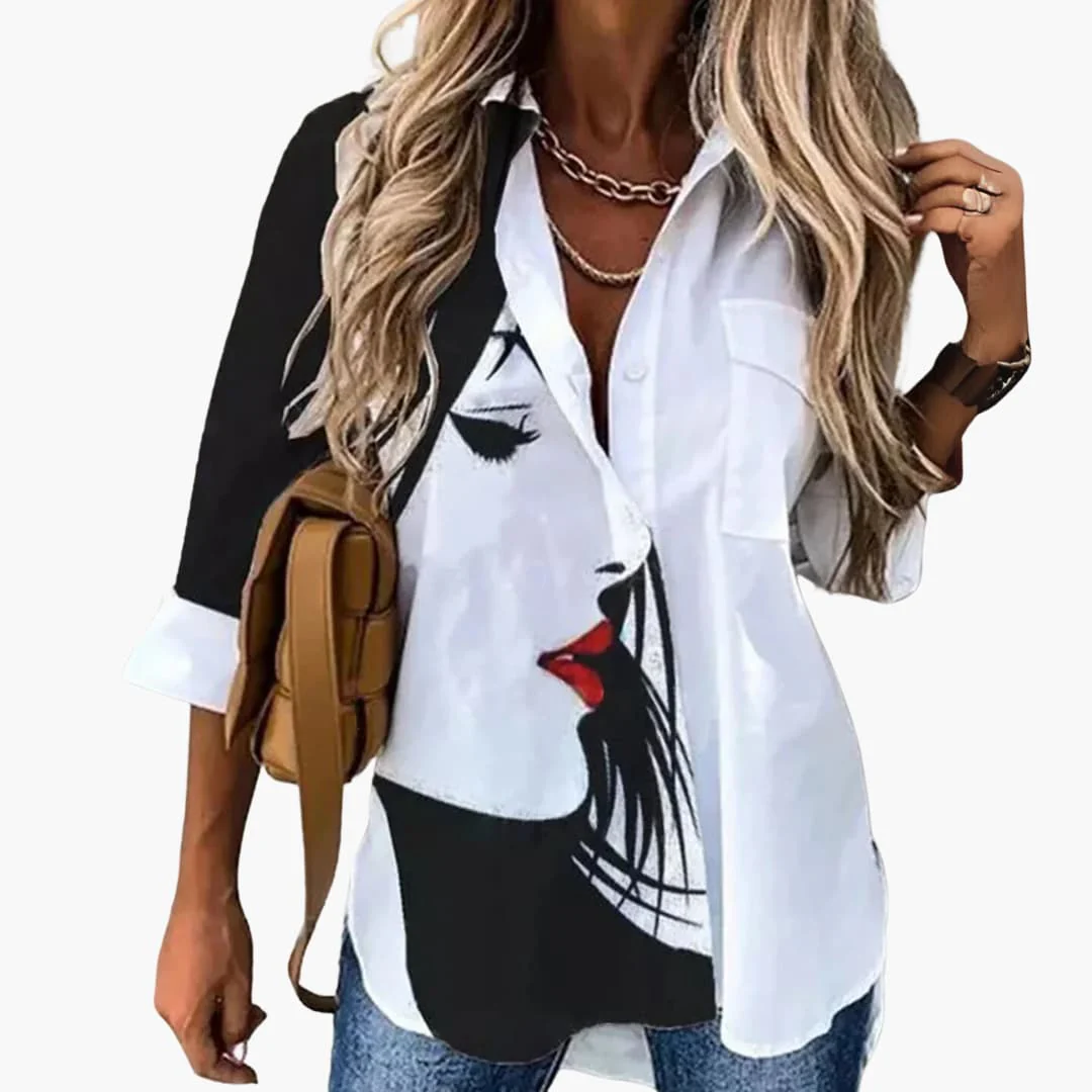 Bluse mit Blumenmuster - Damen Freizeitlook mit Kontrast - Image 4