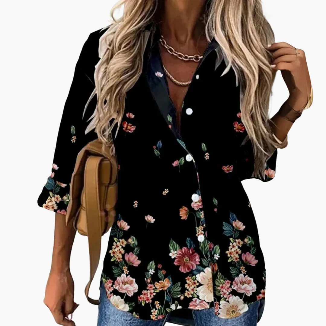 Bluse mit Blumenmuster - Damen Freizeitlook mit Kontrast - Image 5