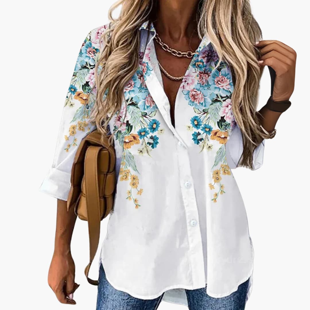 Bluse mit Blumenmuster - Damen Freizeitlook mit Kontrast - Image 7