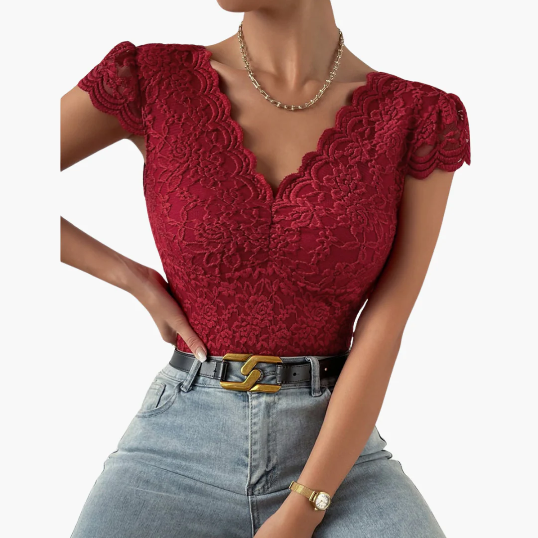 Bodysuit aus Spitze für Frauen - Eleganter V-Ausschnitt - Image 13