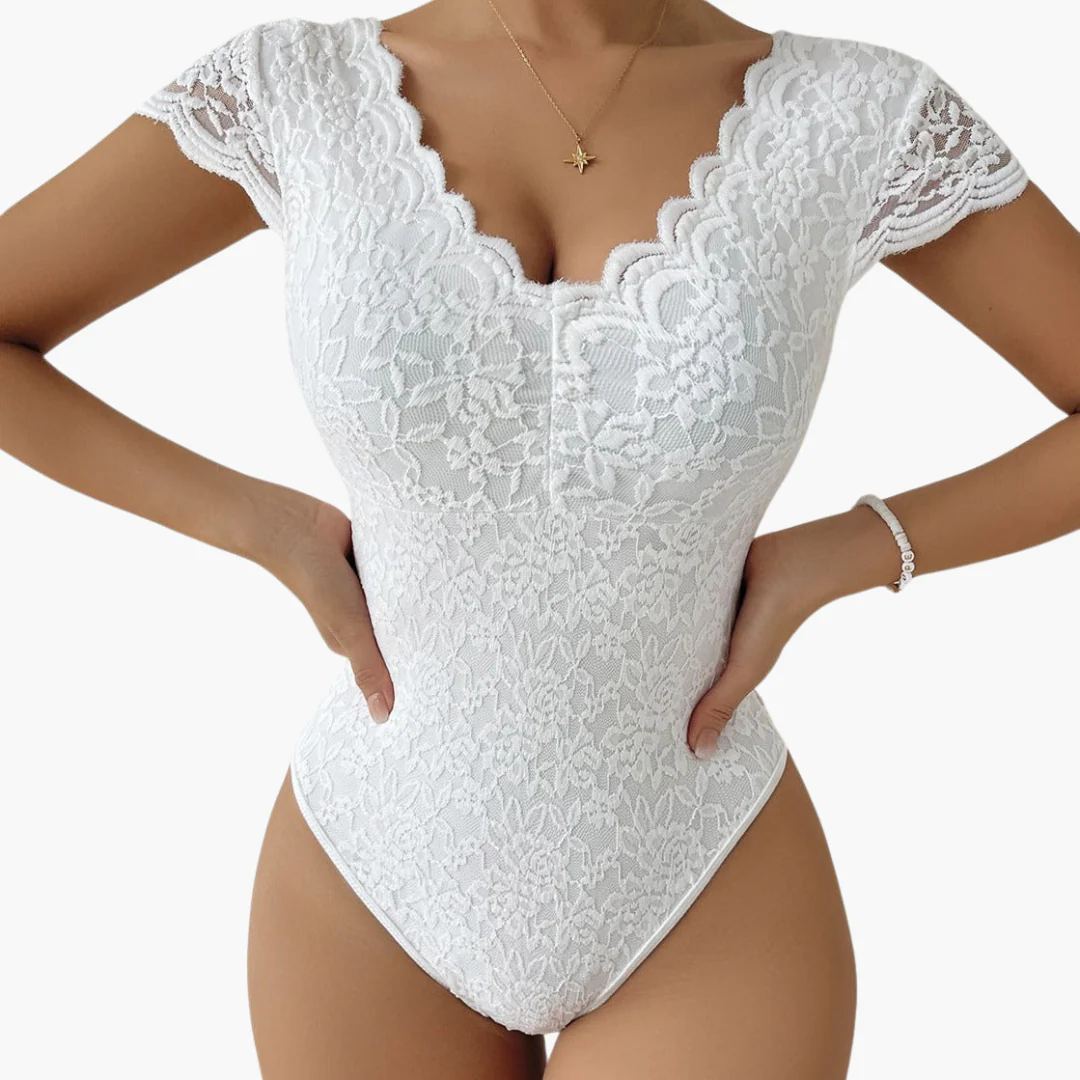 Bodysuit aus Spitze für Frauen - Eleganter V-Ausschnitt - Image 3