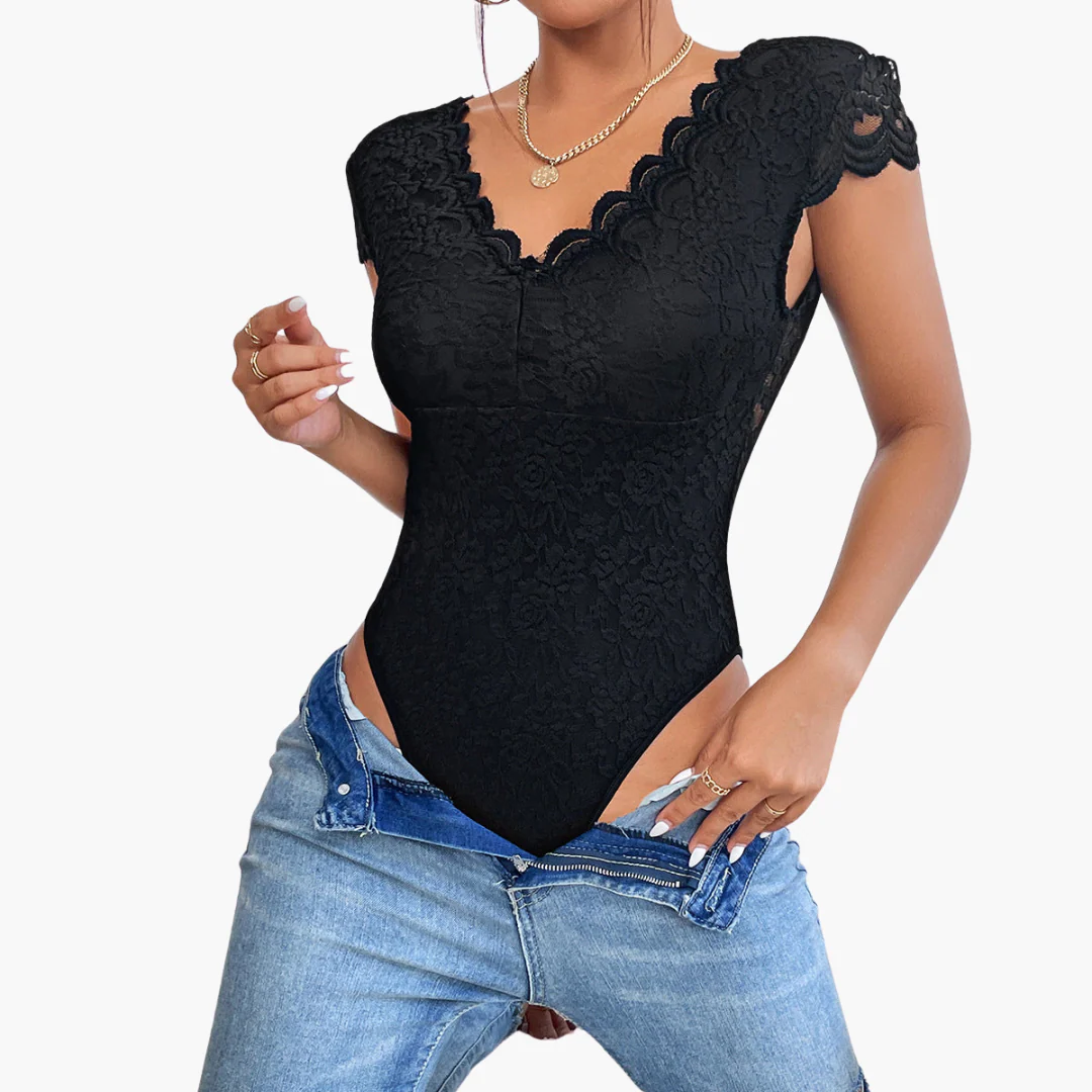 Bodysuit aus Spitze für Frauen - Eleganter V-Ausschnitt - Image 4