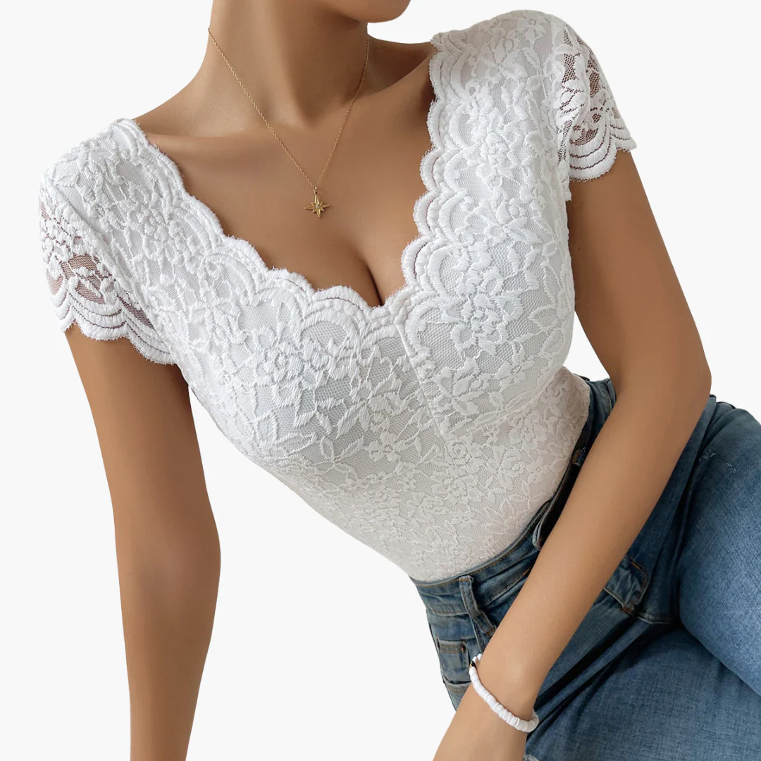 Bodysuit aus Spitze für Frauen - Eleganter V-Ausschnitt - Image 7