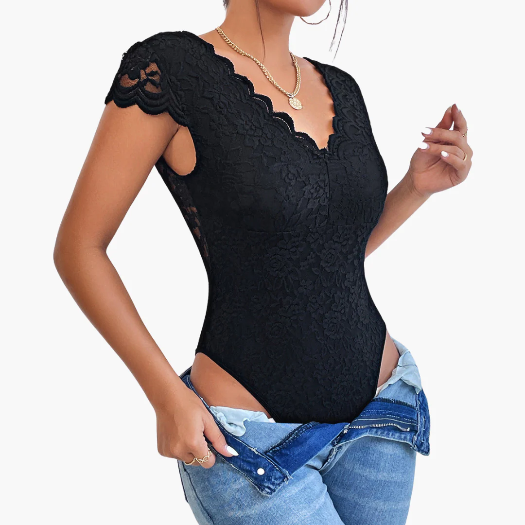 Bodysuit aus Spitze für Frauen - Eleganter V-Ausschnitt - Image 9