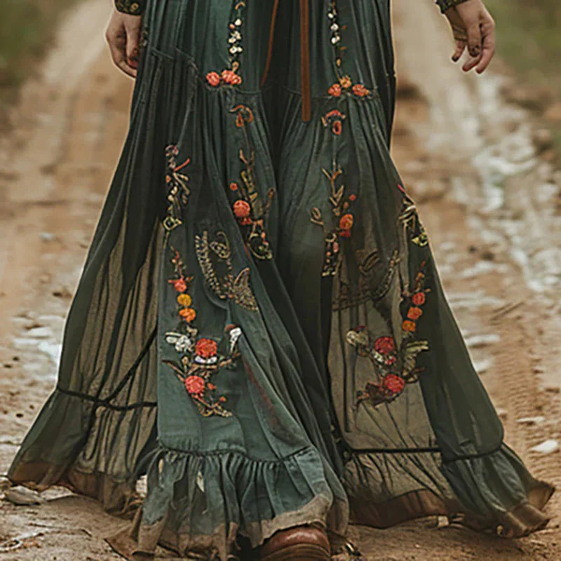 Böhmisches Blumen-Maxikleid für Frauen – Elegantes Sommerkleid - Image 2