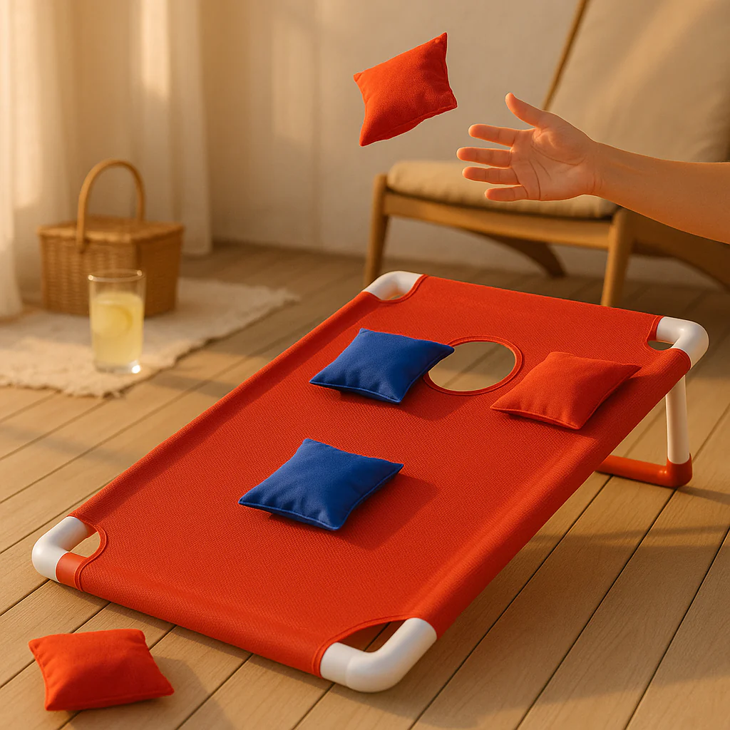 Bohnensack-Wurfspiel – Faltbares Rasenspiel mit 6 Bohnensäcken für Kinder und Erwachsene - Image 2