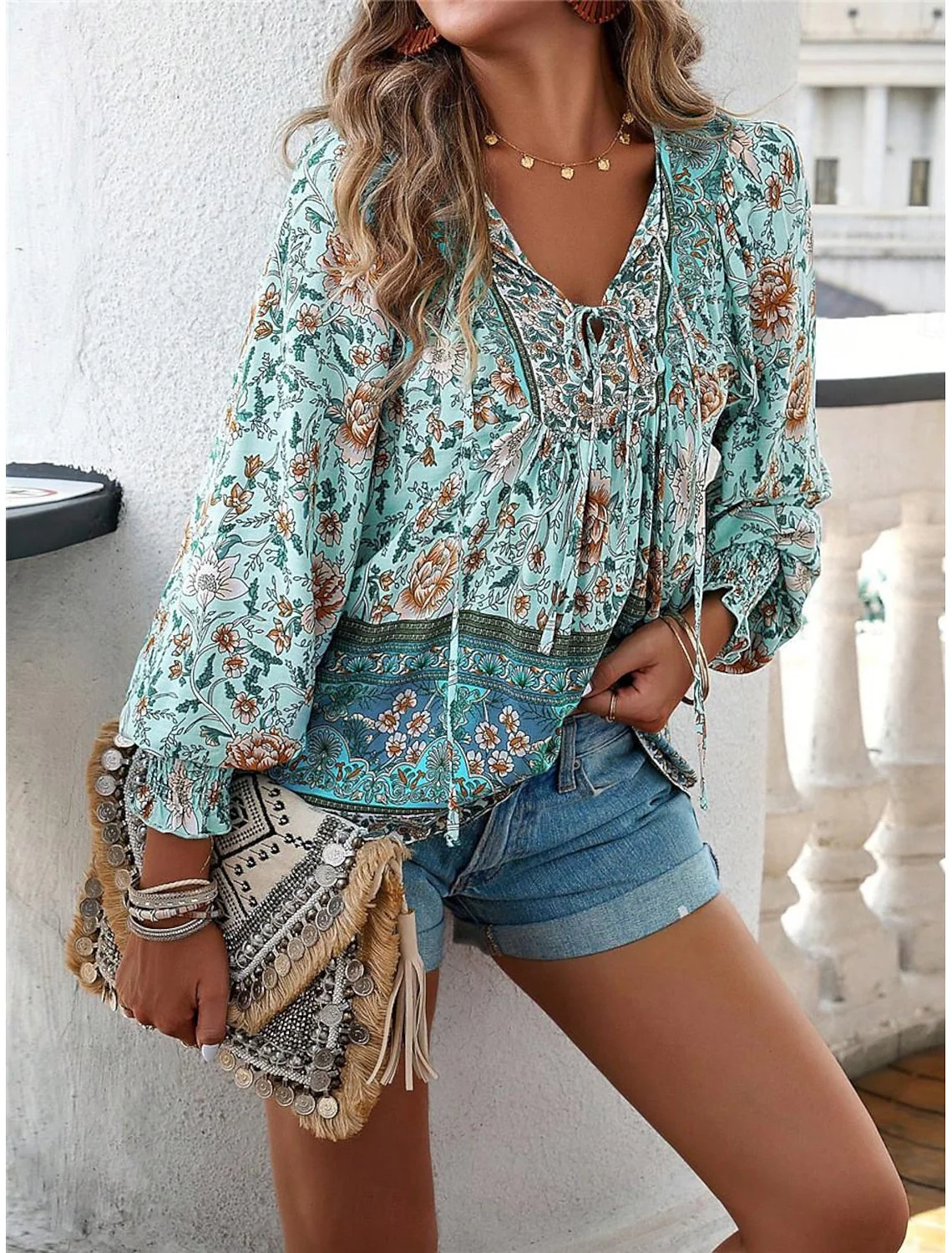 Boho-Blumenhemd zum Schnüren für den Sommer - Xenia - Image 4
