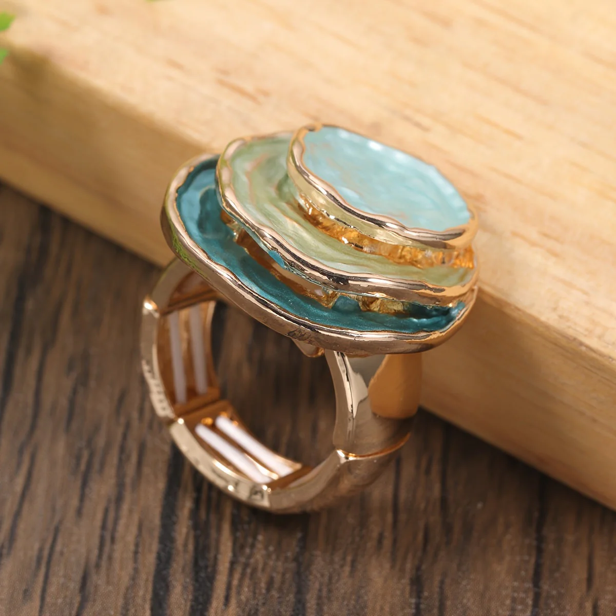 Boho Dreischichtiger Emaille-Ring - Image 5