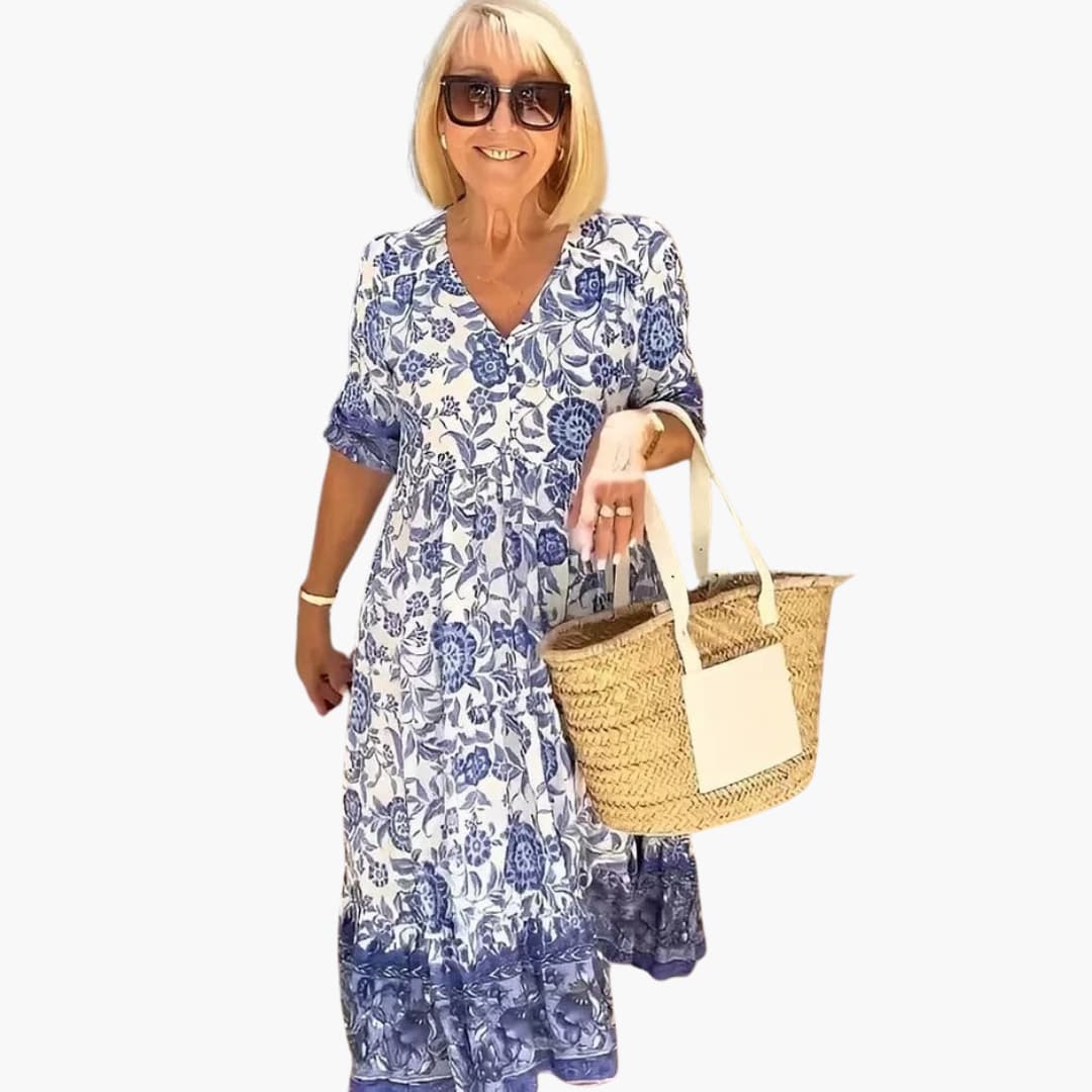 Boho Kleid Damen - Geblümtes Kleid mit V-Ausschnitt Sommer - Image 6