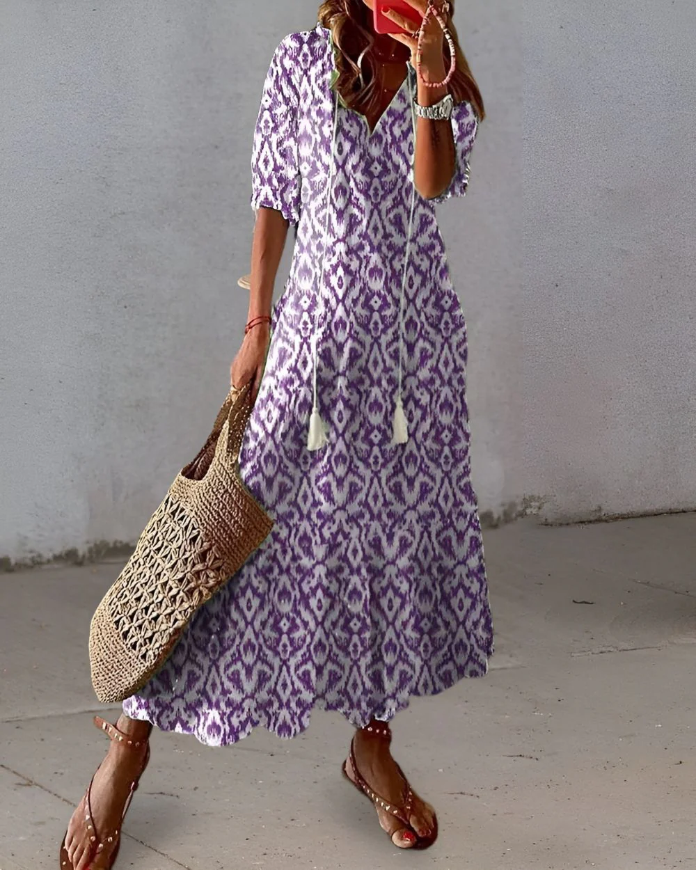Boho Maxi Kleid Frauen - Elegantes Sommermaxikleid mit Fließender Passform und Verspielten Mustern - Image 3