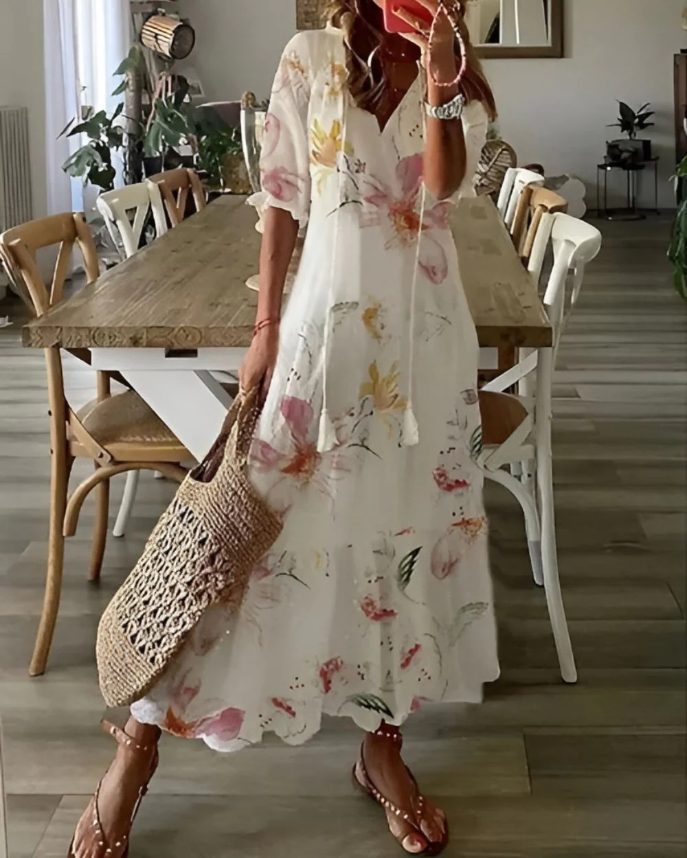 Boho Maxi Kleid Frauen - Elegantes Sommermaxikleid mit Fließender Passform und Verspielten Mustern - Image 6