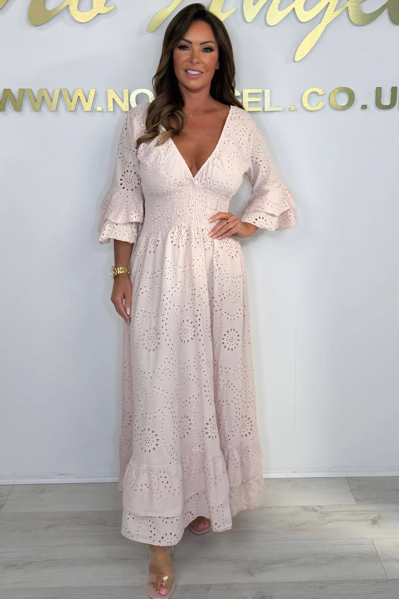 Boho Maxikleid mit Rüschenärmeln und Stickerei - Image 10