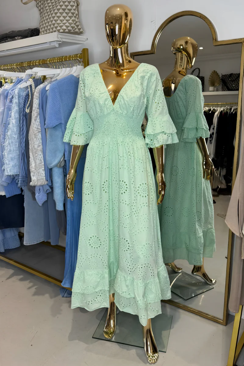 Boho Maxikleid mit Rüschenärmeln und Stickerei - Image 11