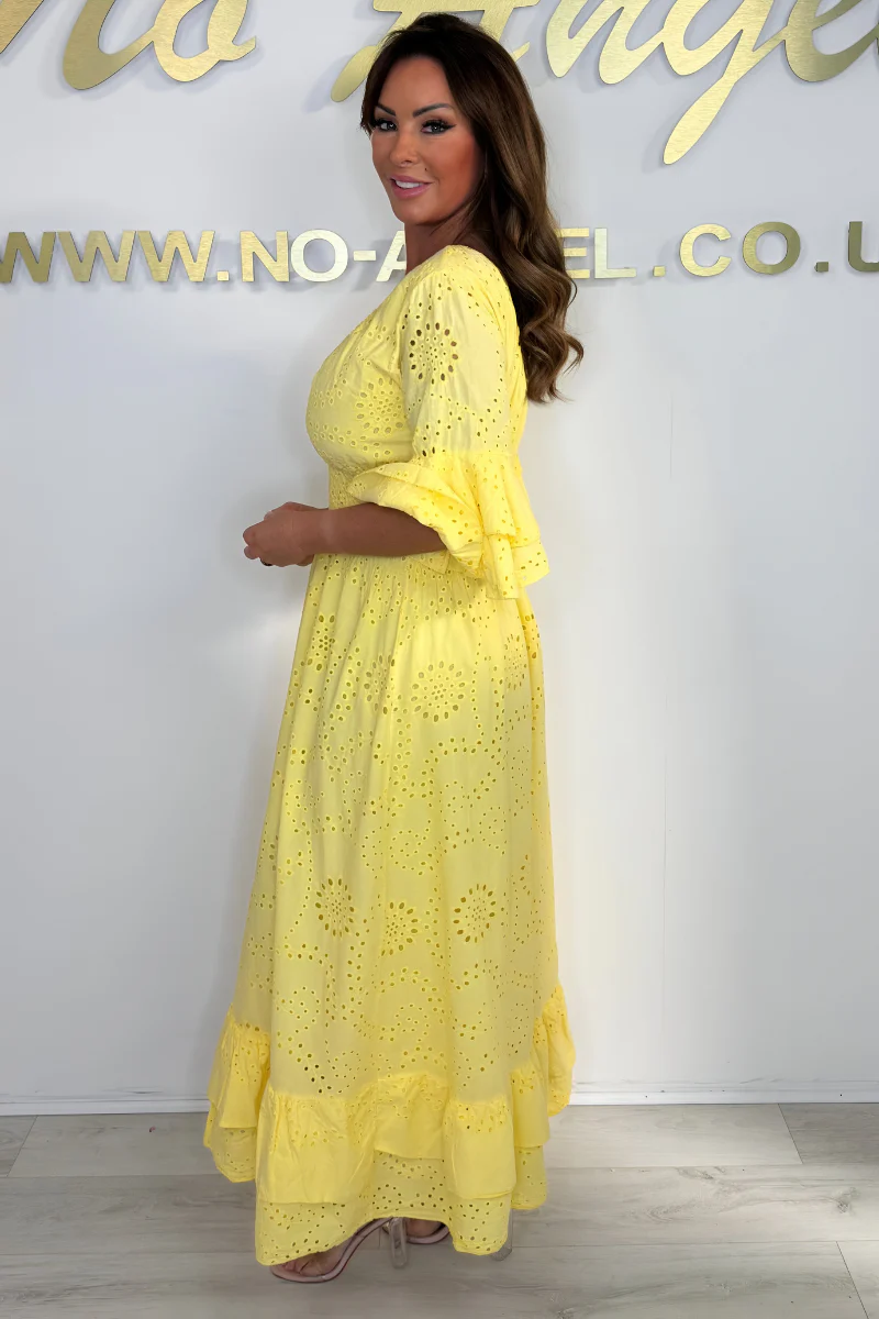 Boho Maxikleid mit Rüschenärmeln und Stickerei - Image 2