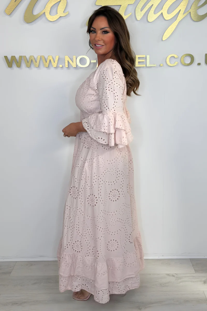 Boho Maxikleid mit Rüschenärmeln und Stickerei - Image 5