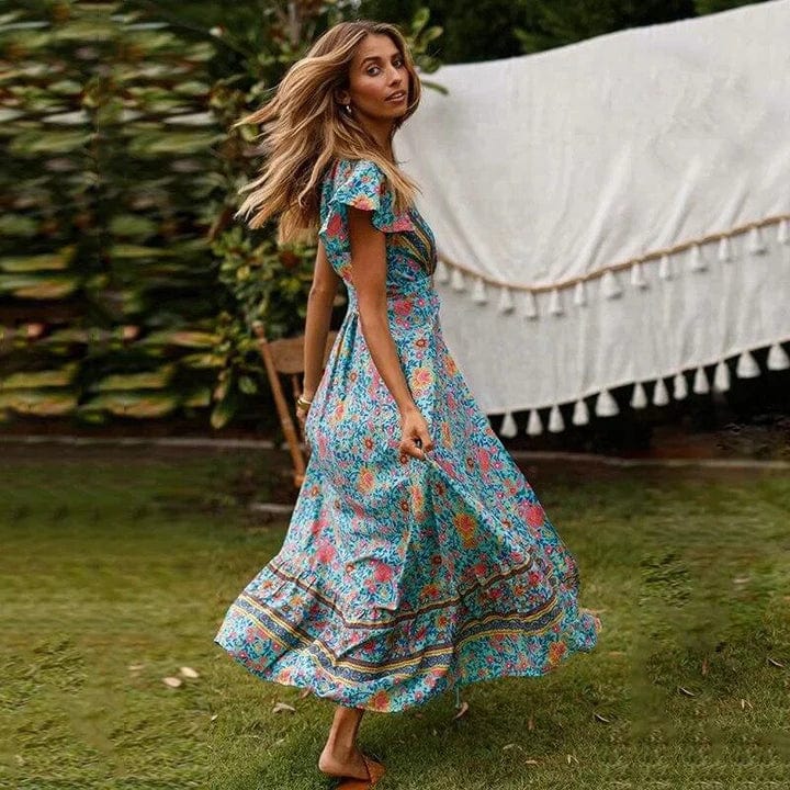Boho Maxikleid mit Wickeldesign und hohem Schlitz - Image 2