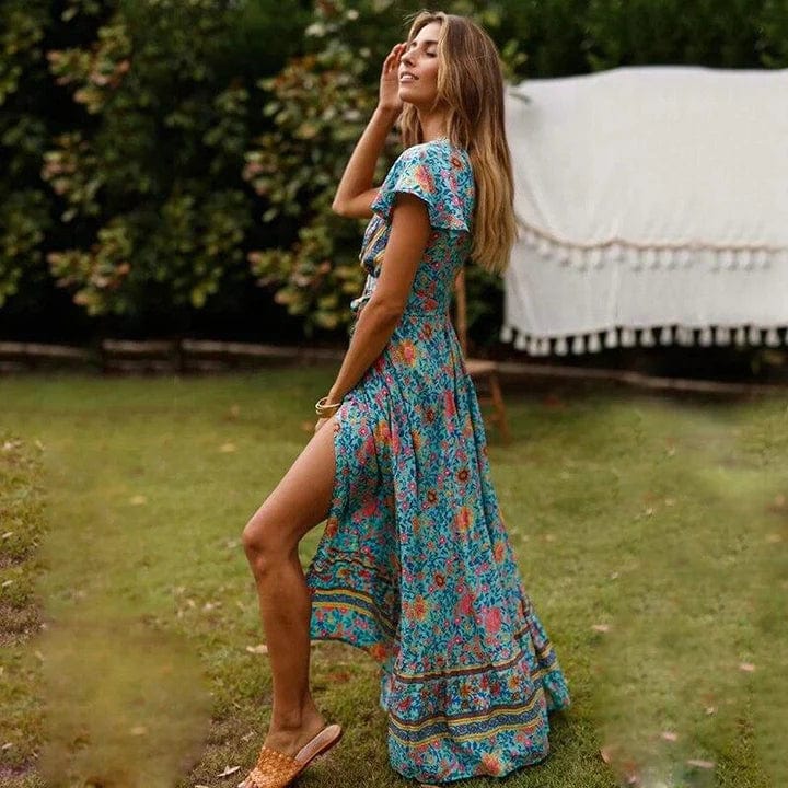 Boho Maxikleid mit Wickeldesign und hohem Schlitz - Image 3