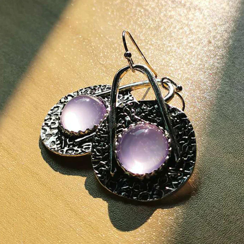 Boho-Ohrringe mit lila Steinen in Sterlingsilber - Image 3