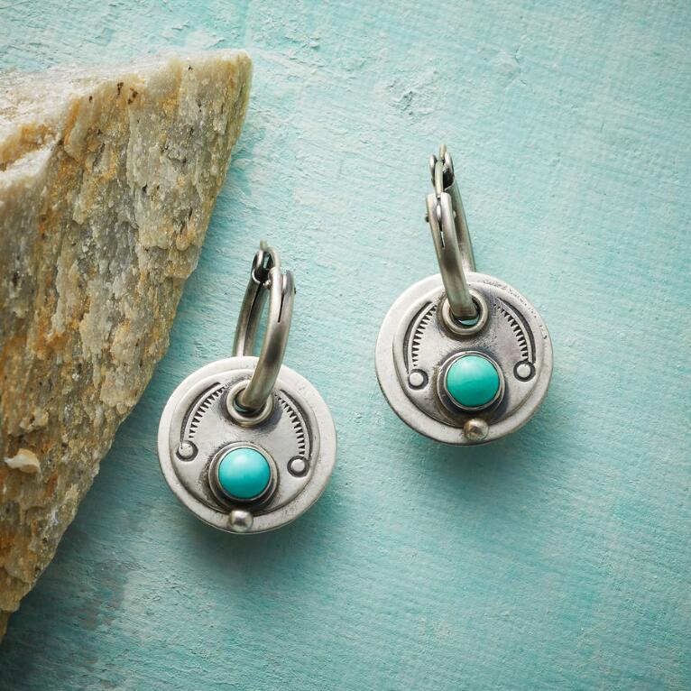 Boho-Ohrringe mit türkisfarbenen Steinen in Silber - Image 2