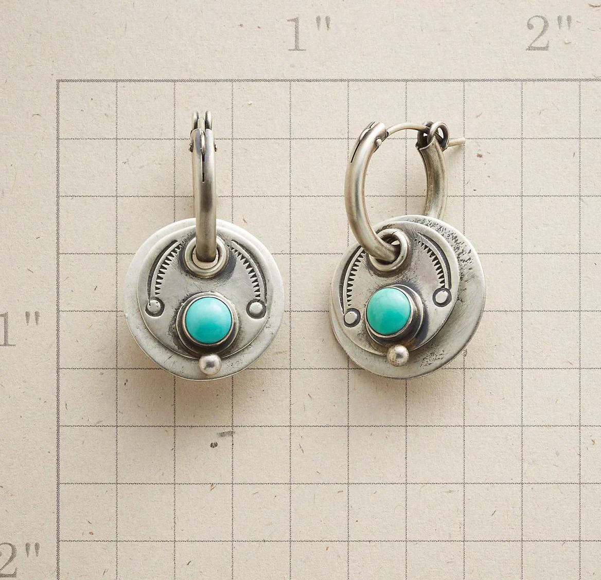 Boho-Ohrringe mit türkisfarbenen Steinen in Silber - Image 3