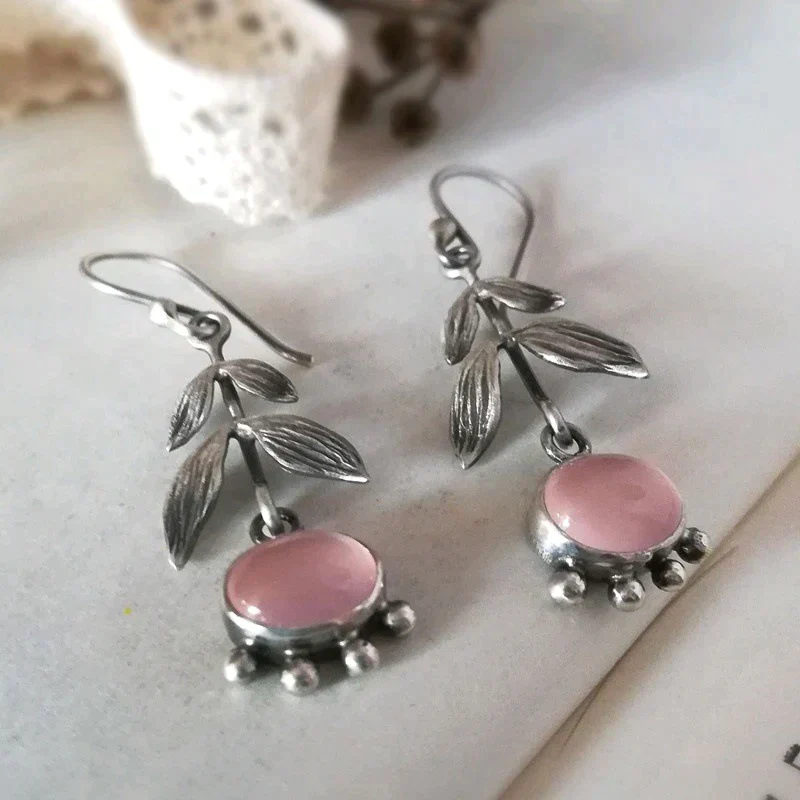 Boho Quarz Anhänger Ohrringe in Silber - Image 2