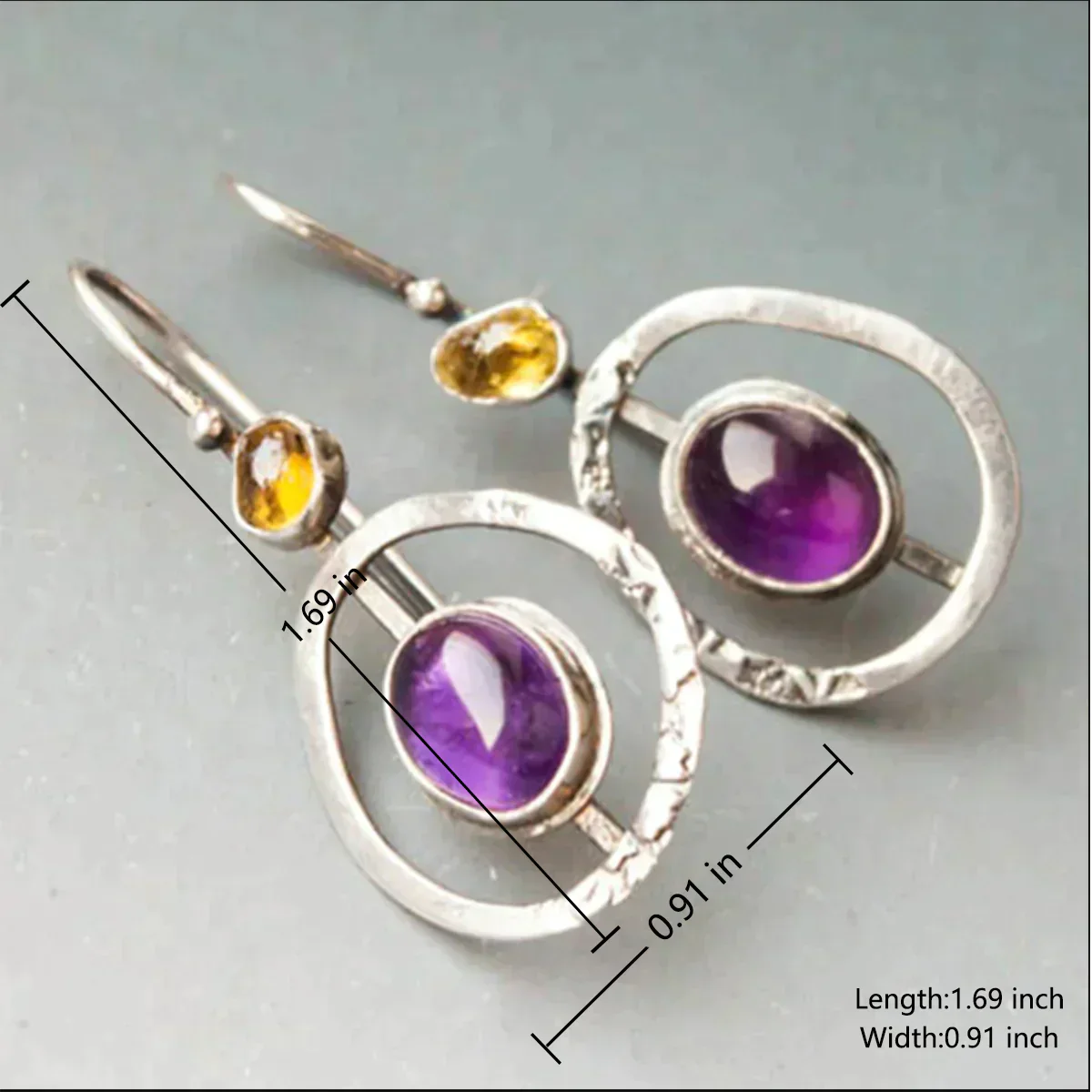 Boho Saturn Kristall-Ohrringe in Silber - Image 2