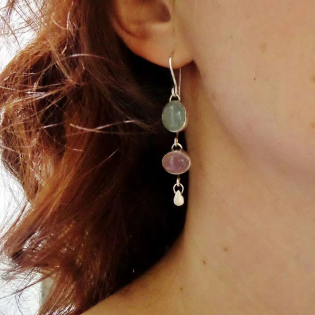 Boho Silber Kristall Ohrringe - Image 3