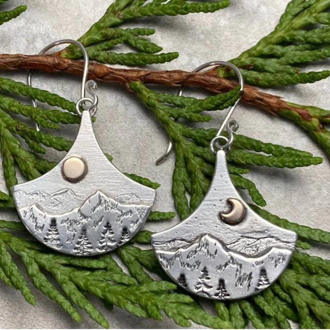 Boho Sonne und Mond von Natura Silber Ohrringe - Image 2