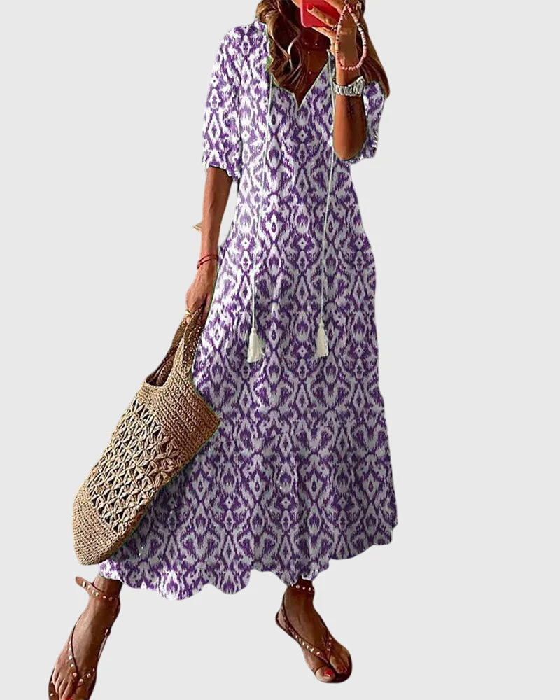 Boho Vintage Sommerkleid für Frauen - Elegantes, luftiges Design für warme Tage - Image 3